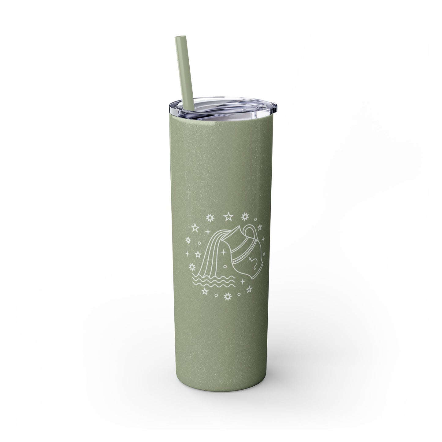 Aquarius Glitter, Skinny Tumbler with Straw, 20oz