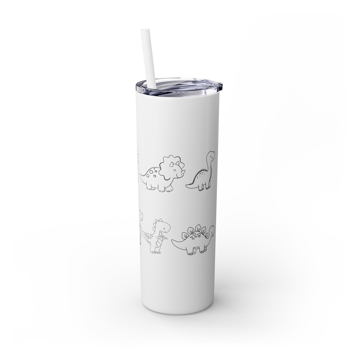 Dino Glitter, Skinny Tumbler with Straw, 20oz
