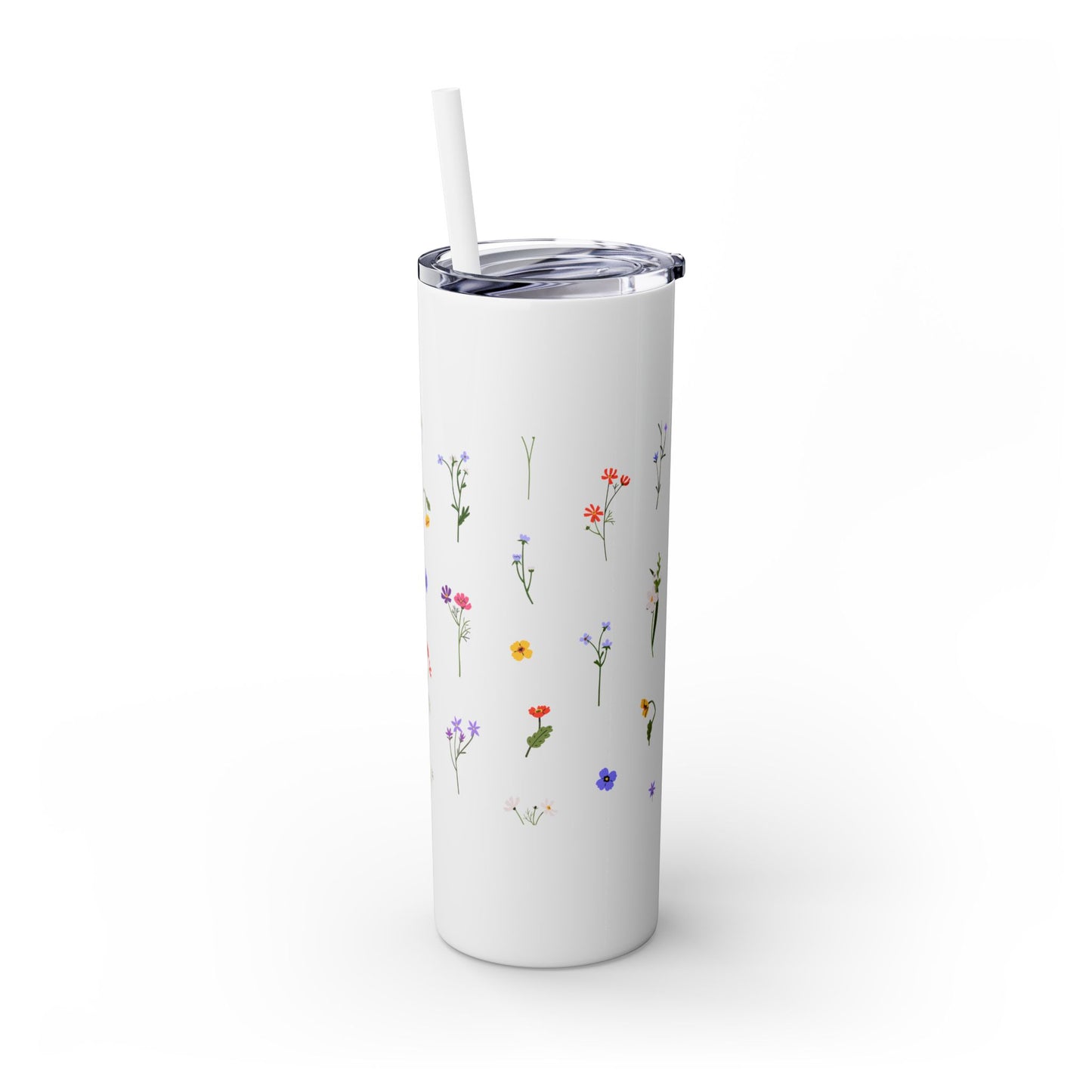 Flowers, Skinny Tumbler with Straw, 20oz