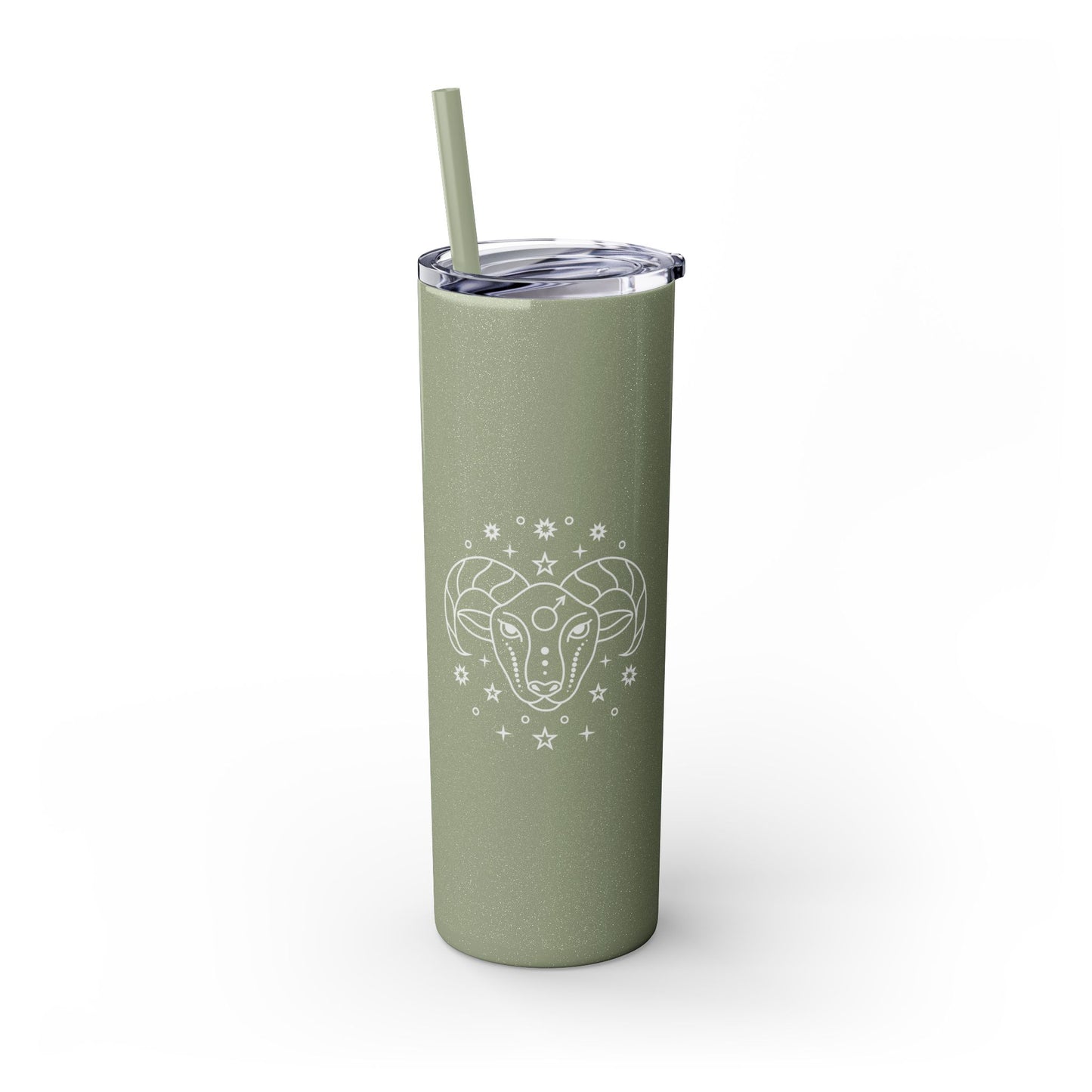 Aries Glitter, Skinny Tumbler with Straw, 20oz