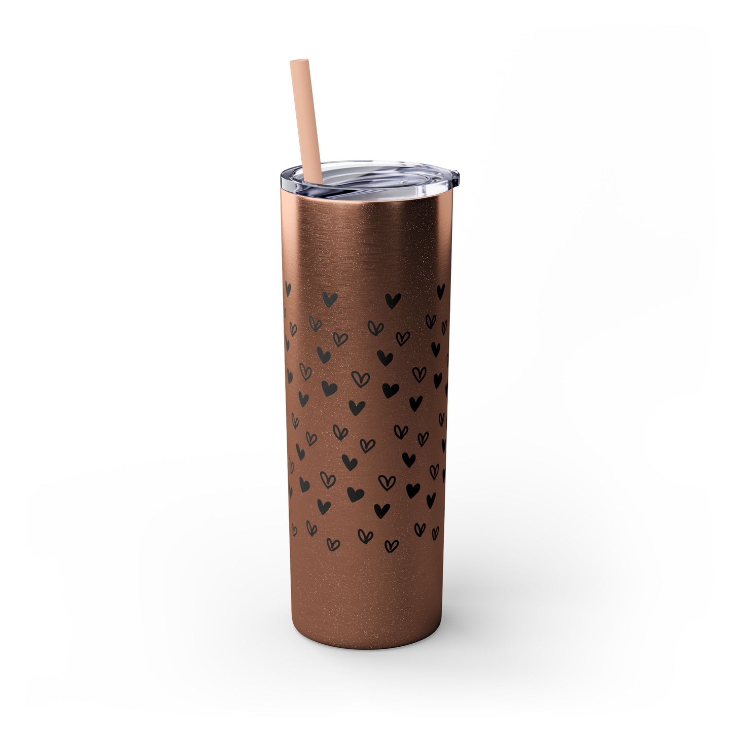 Hearts, Skinny Tumbler with Straw, 20oz