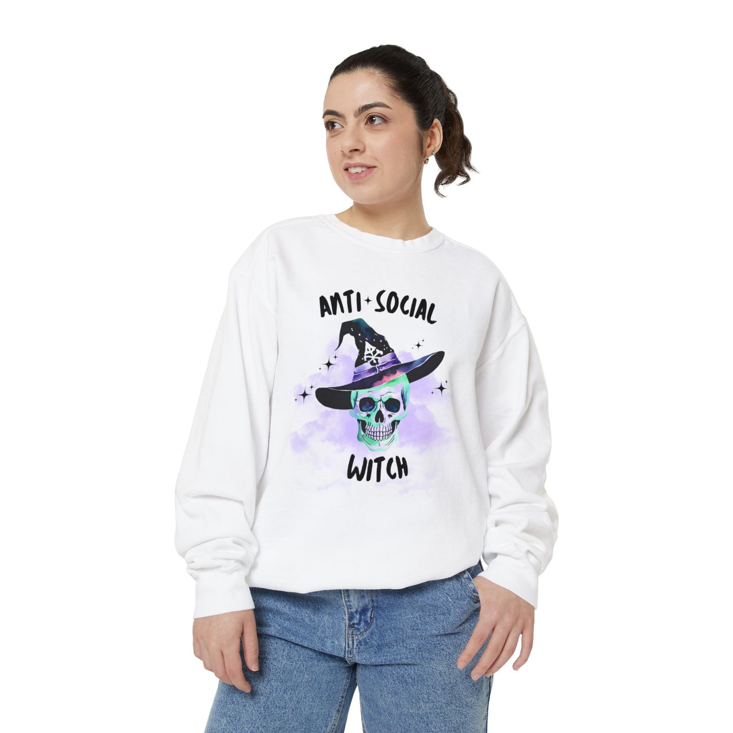 Anti Social Witch, Unisex Garment-Dyed Sweatshirt