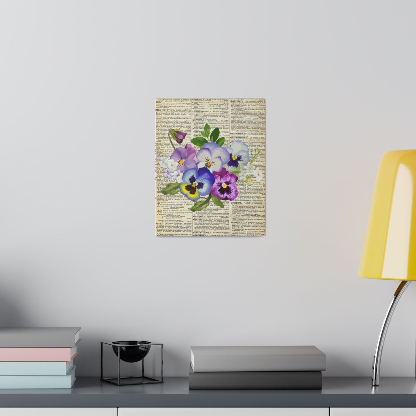 Pansy Flower, Vintage Dictionary page, Matte Canvas, Stretched, 0.75"