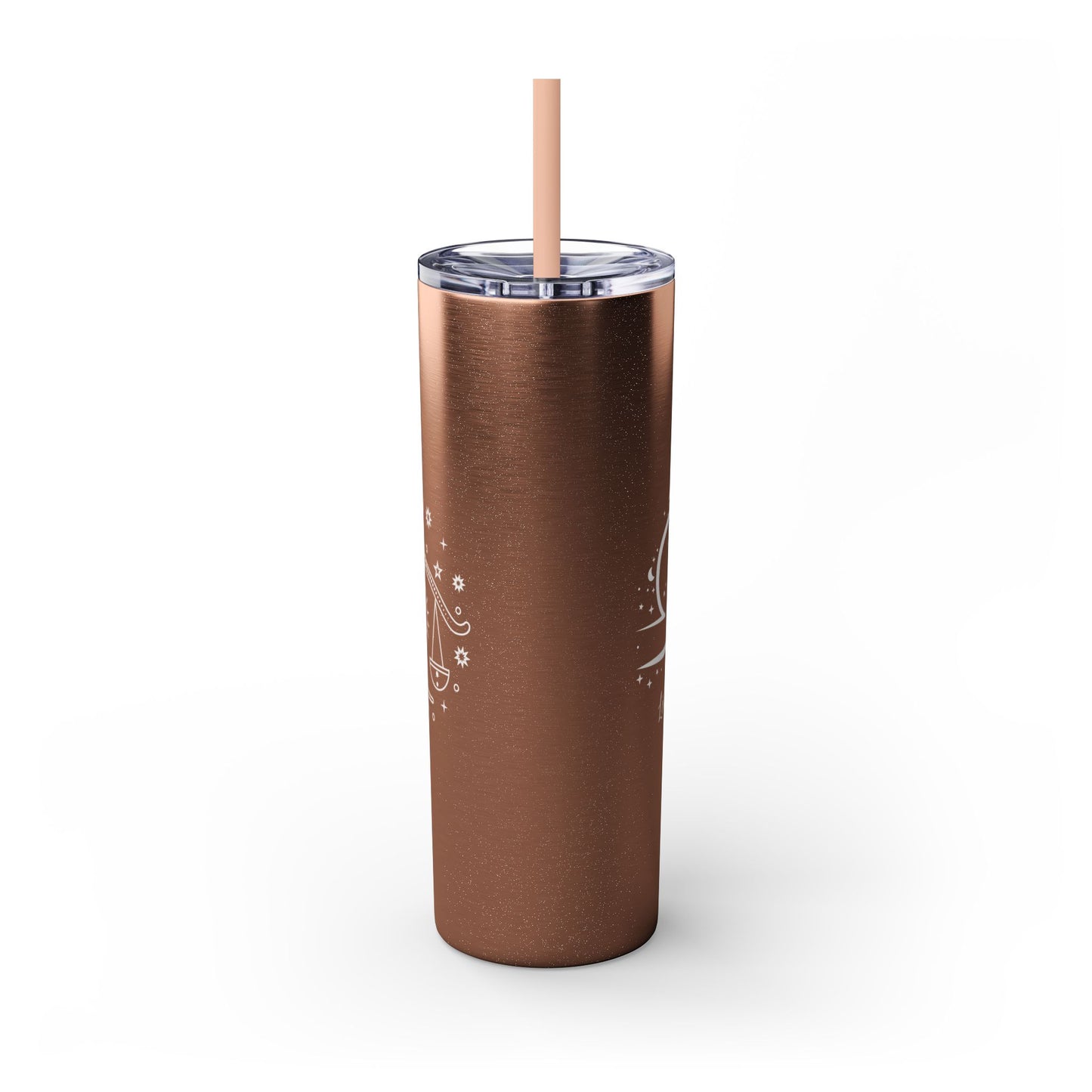 Libra Glitter, Skinny Tumbler with Straw, 20oz