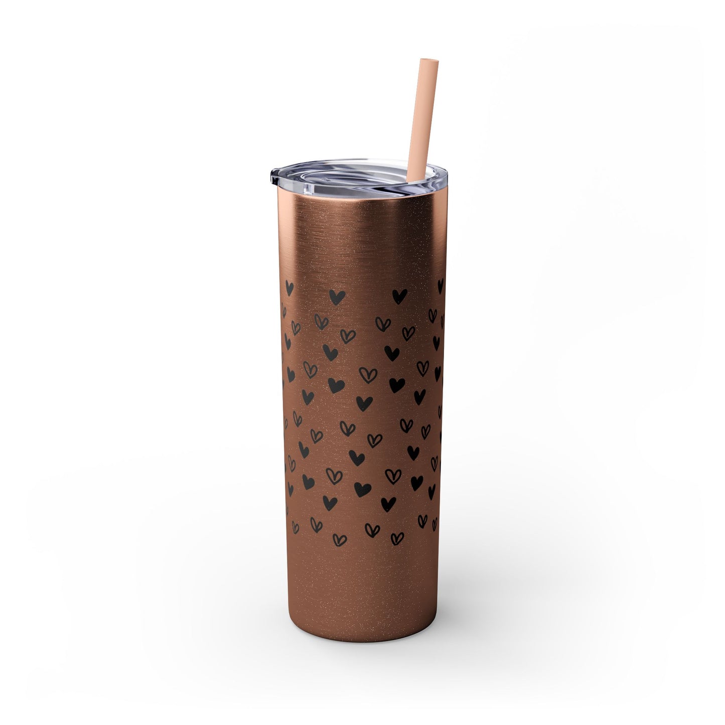 Hearts, Skinny Tumbler with Straw, 20oz