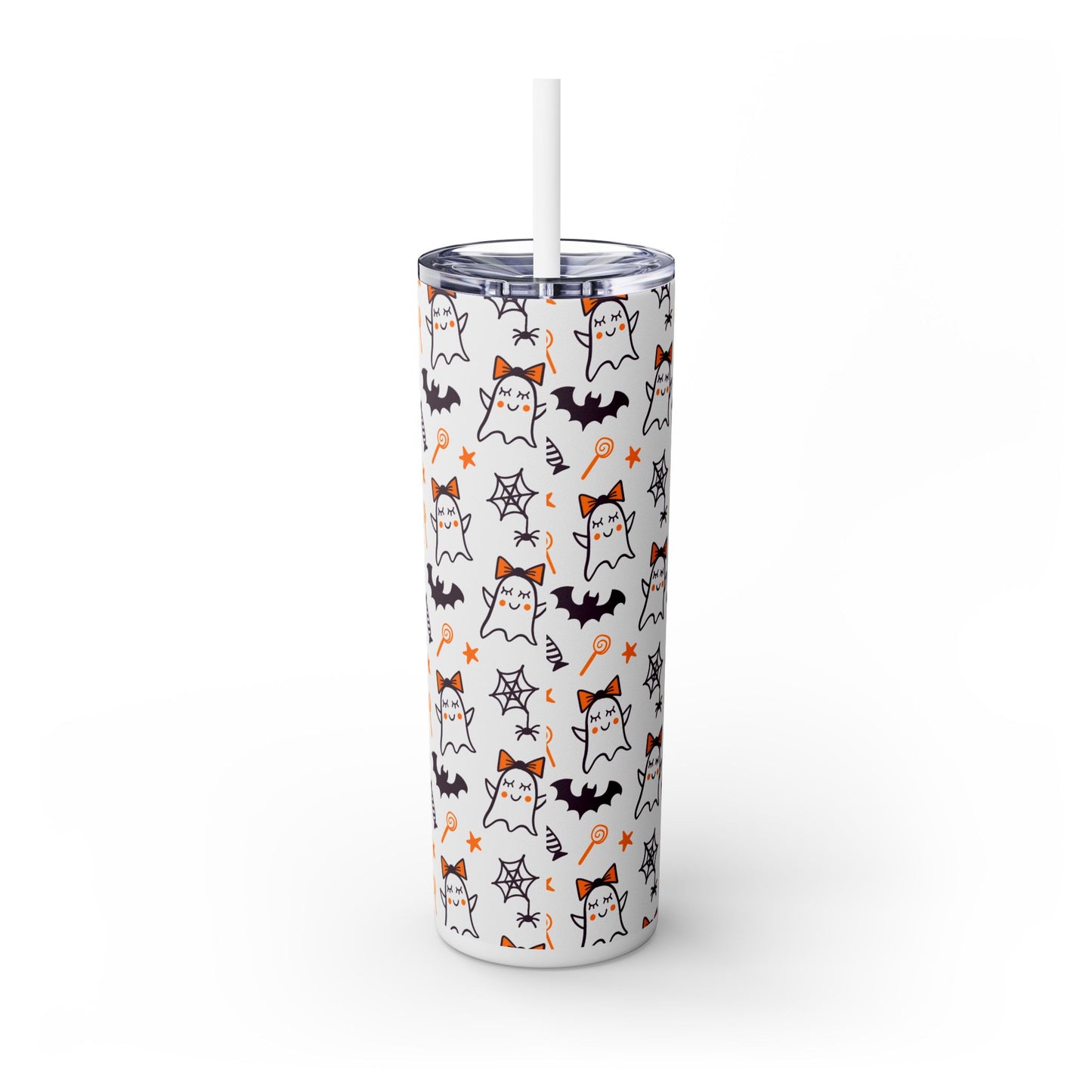 Ghost Bat Candy, Skinny Tumbler with Straw, 20oz