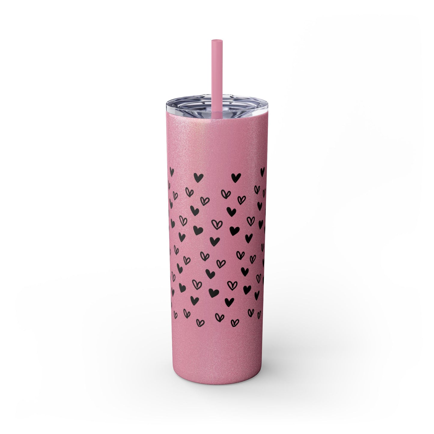 Hearts, Skinny Tumbler with Straw, 20oz