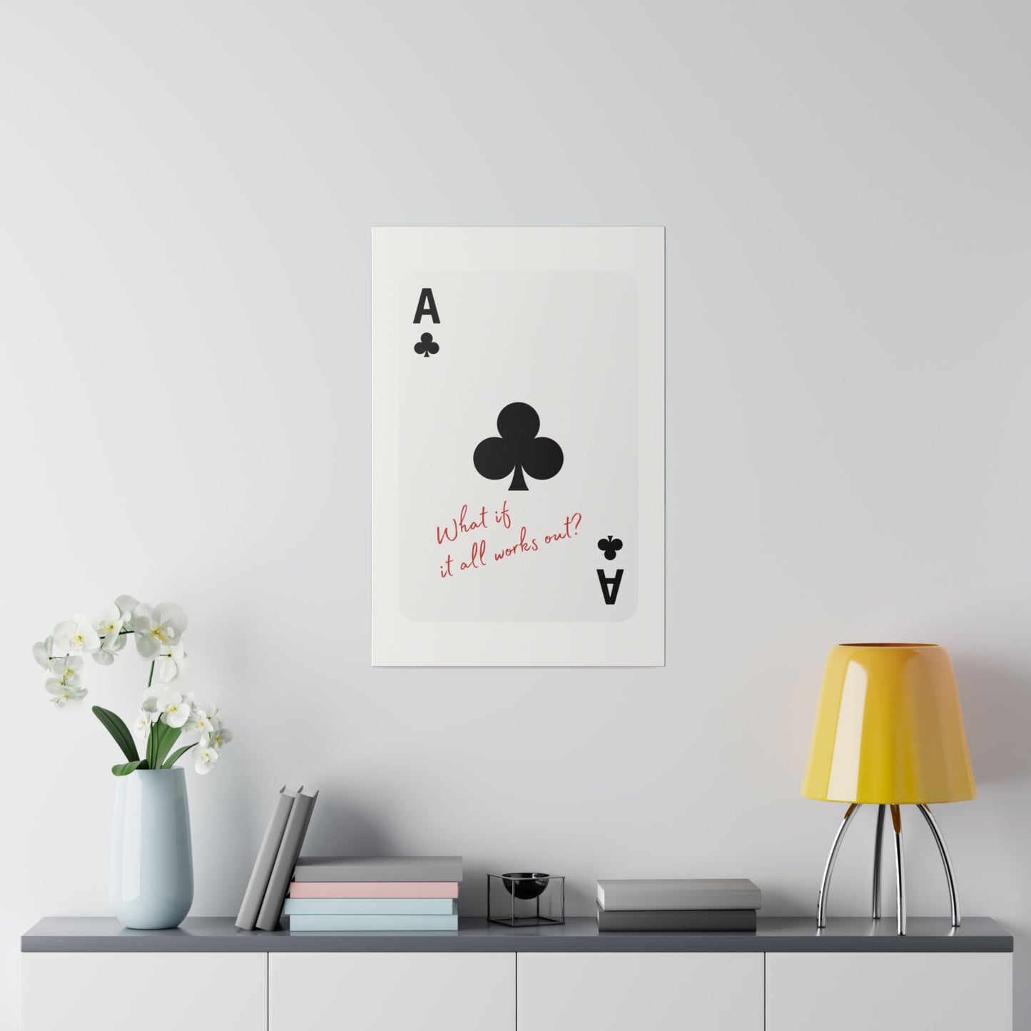 What if it all works out? Black, Matte Canvas, Stretched, 0.75"
