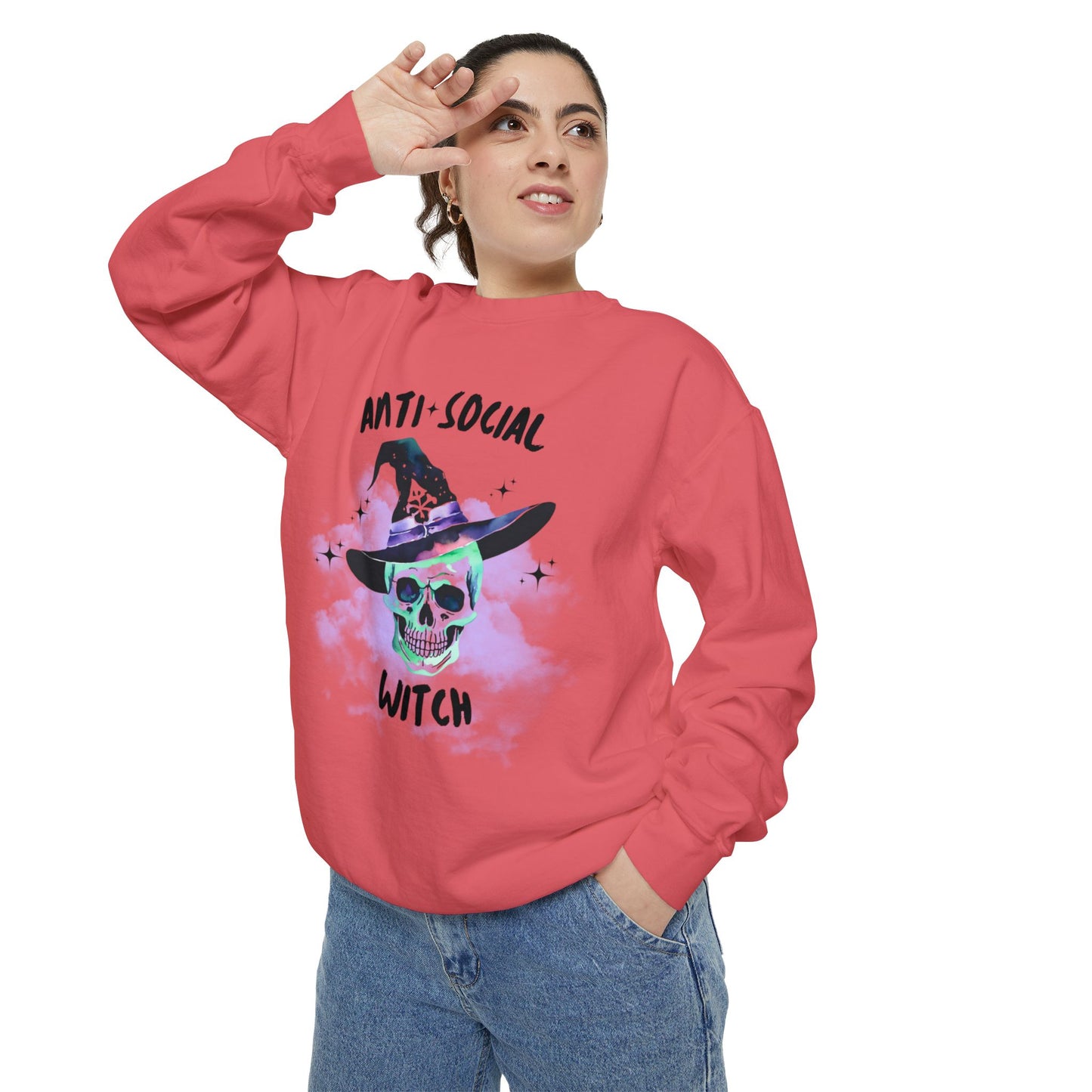 Anti Social Witch, Unisex Garment-Dyed Sweatshirt