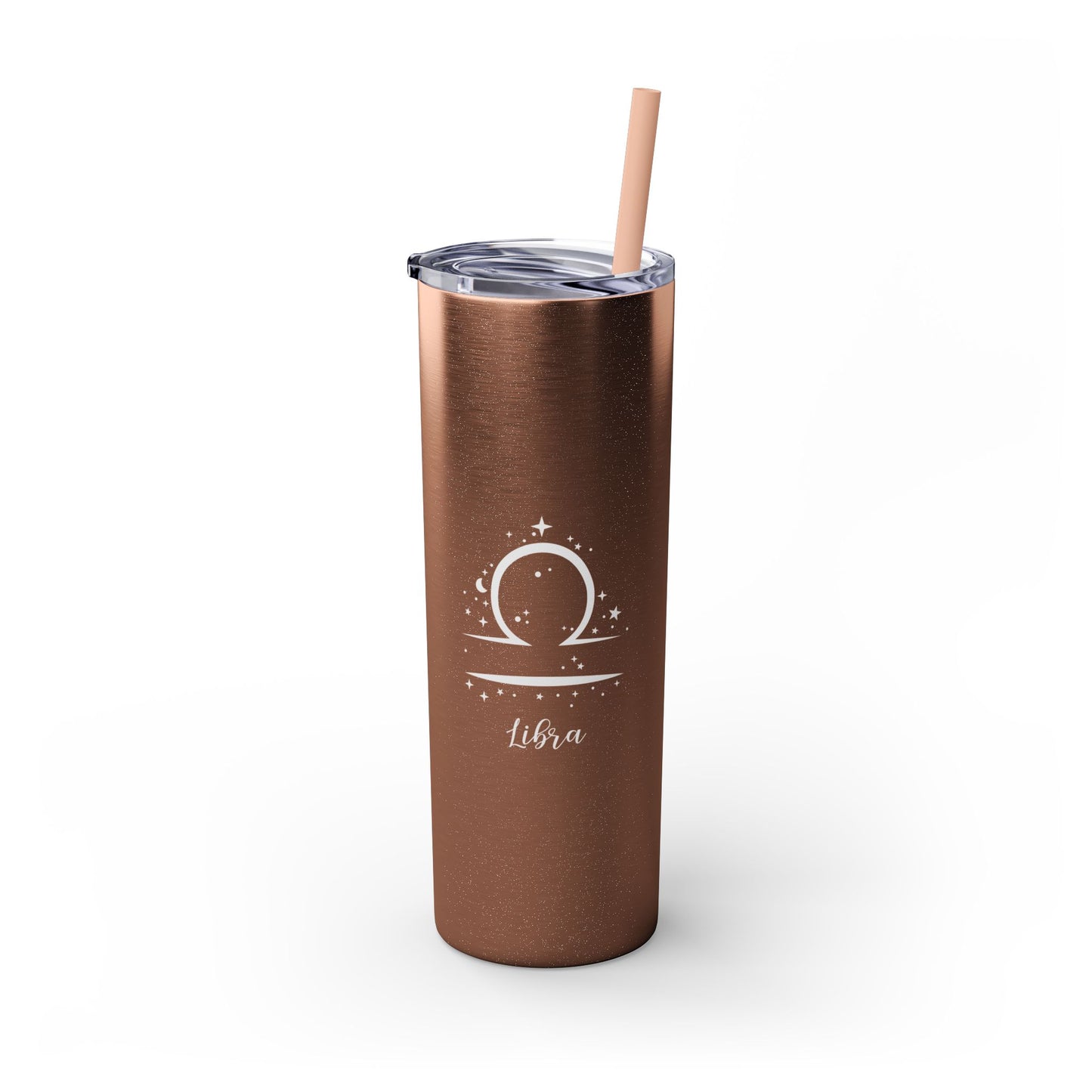 Libra Glitter, Skinny Tumbler with Straw, 20oz