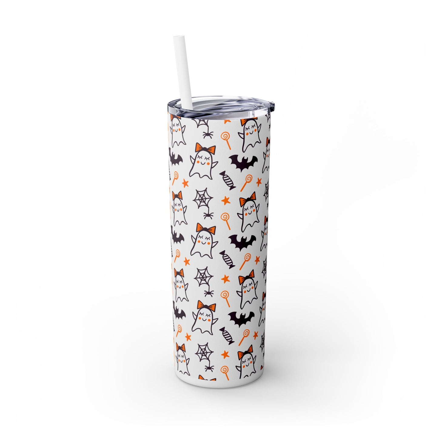 Ghost Bat Candy, Skinny Tumbler with Straw, 20oz