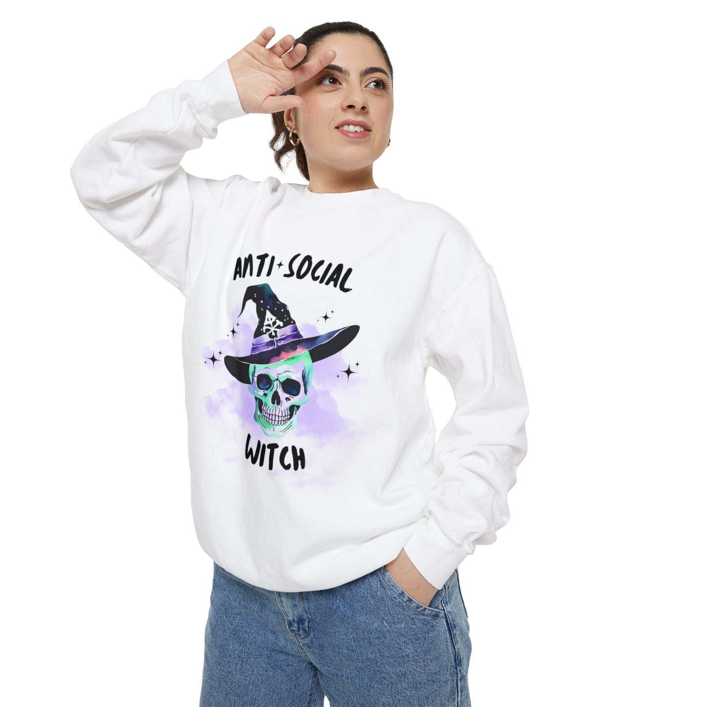 Anti Social Witch, Unisex Garment-Dyed Sweatshirt