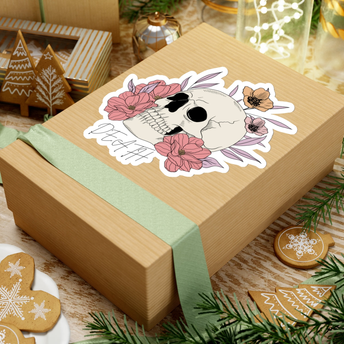 Skull and Flowers Death Sticker, Copy of One More Chapter WB, Kiss-Cut Stickers
