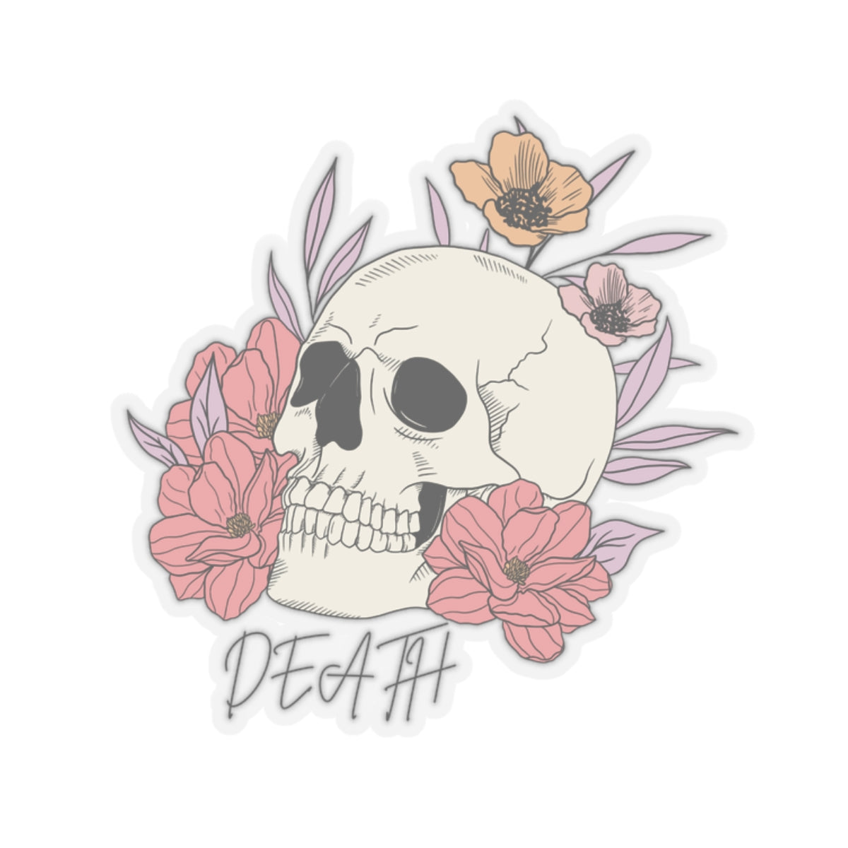 Skull and Flowers Death Sticker, Copy of One More Chapter WB, Kiss-Cut Stickers