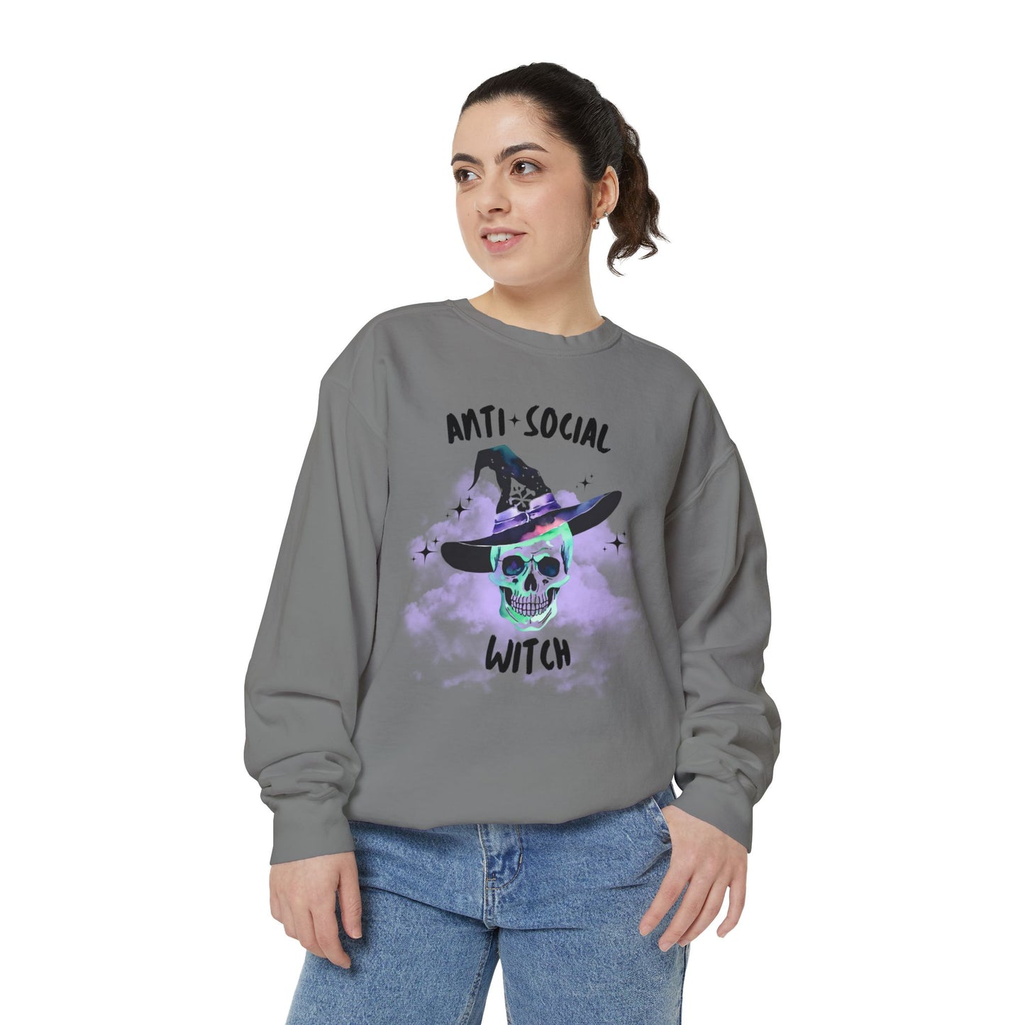 Anti Social Witch, Unisex Garment-Dyed Sweatshirt