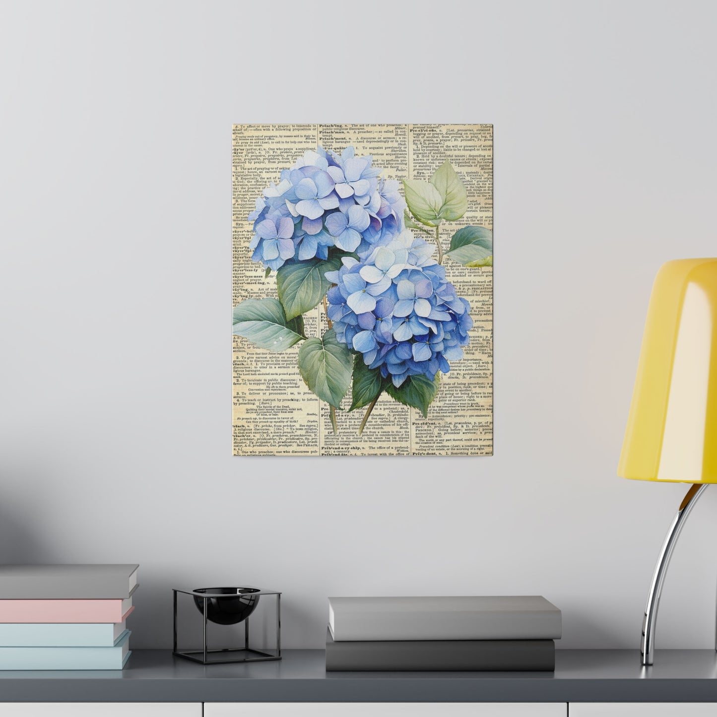 Hydrangea Flower, Vintage Dictionary page, Matte Canvas, Stretched, 0.75"