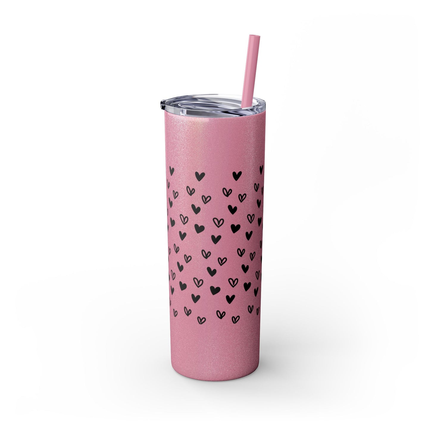 Hearts, Skinny Tumbler with Straw, 20oz
