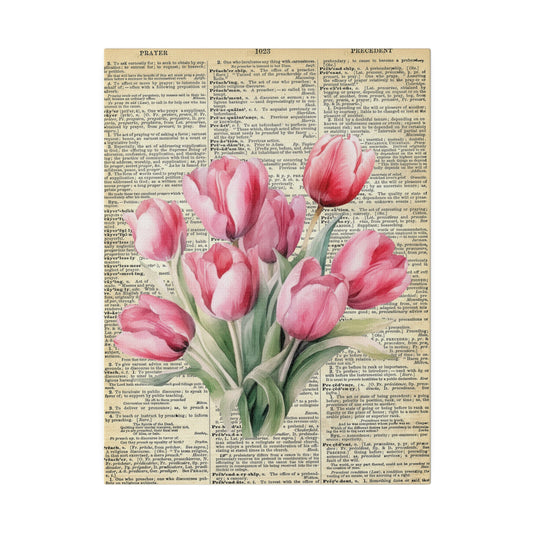 Tulip Flower, Vintage Dictionary page, Matte Canvas, Stretched, 0.75"
