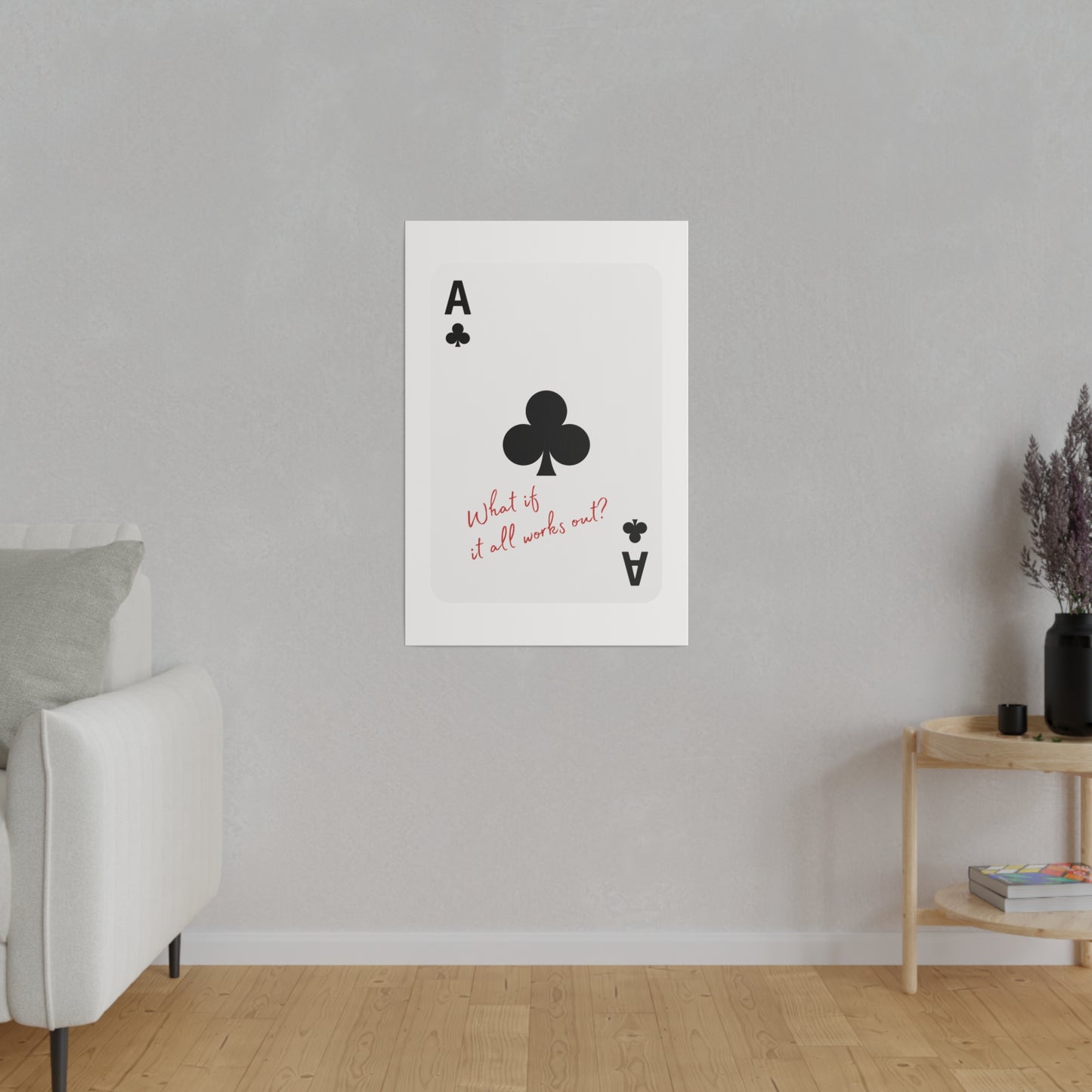 What if it all works out? Black, Matte Canvas, Stretched, 0.75"