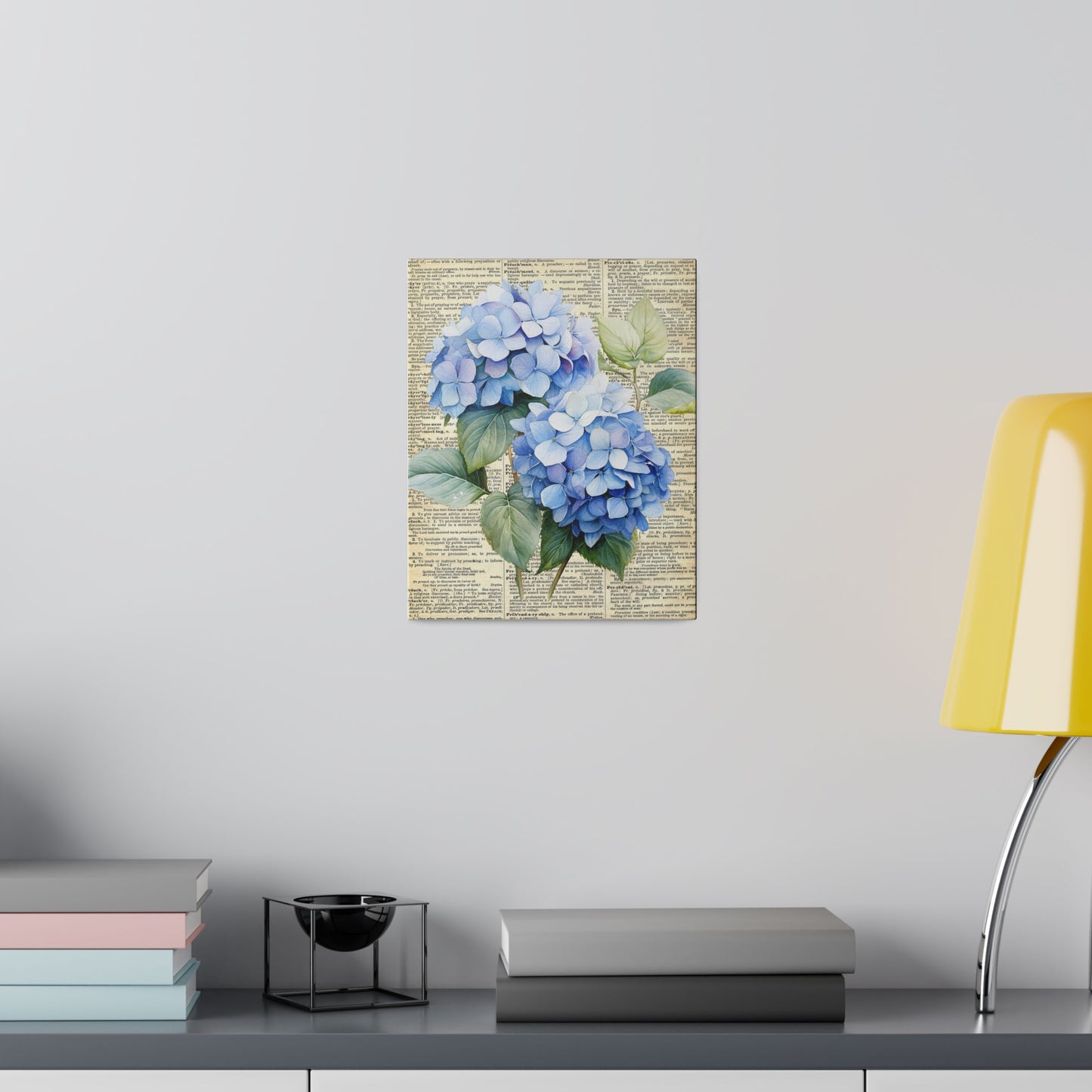 Hydrangea Flower, Vintage Dictionary page, Matte Canvas, Stretched, 0.75"