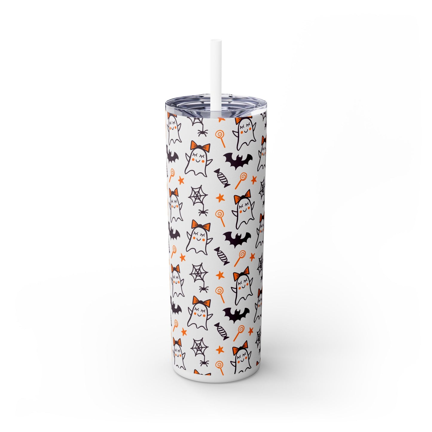 Ghost Bat Candy, Skinny Tumbler with Straw, 20oz