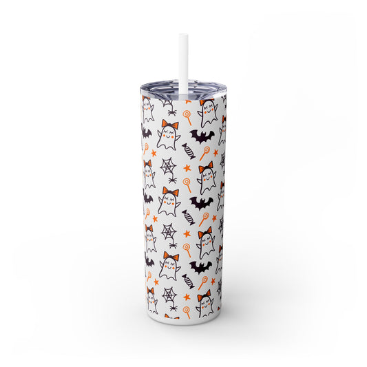 Ghost Bat Candy, Skinny Tumbler with Straw, 20oz