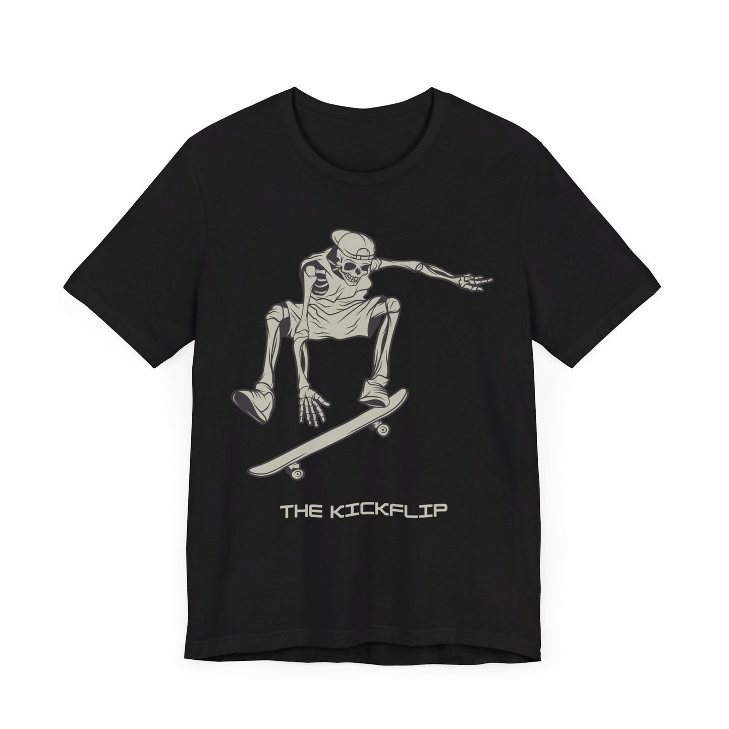 Skeleton Kickflip Skateboard, Unisex Jersey Short Sleeve Tee