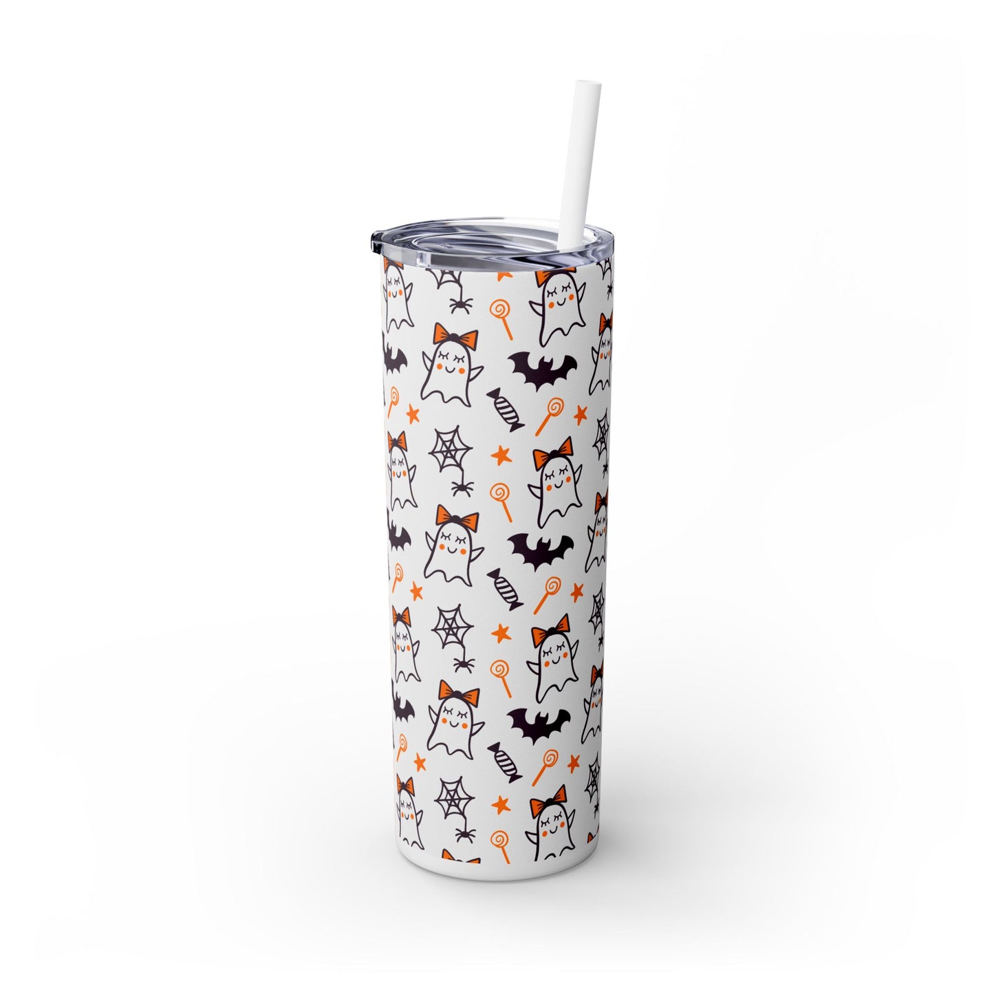 Ghost Bat Candy, Skinny Tumbler with Straw, 20oz