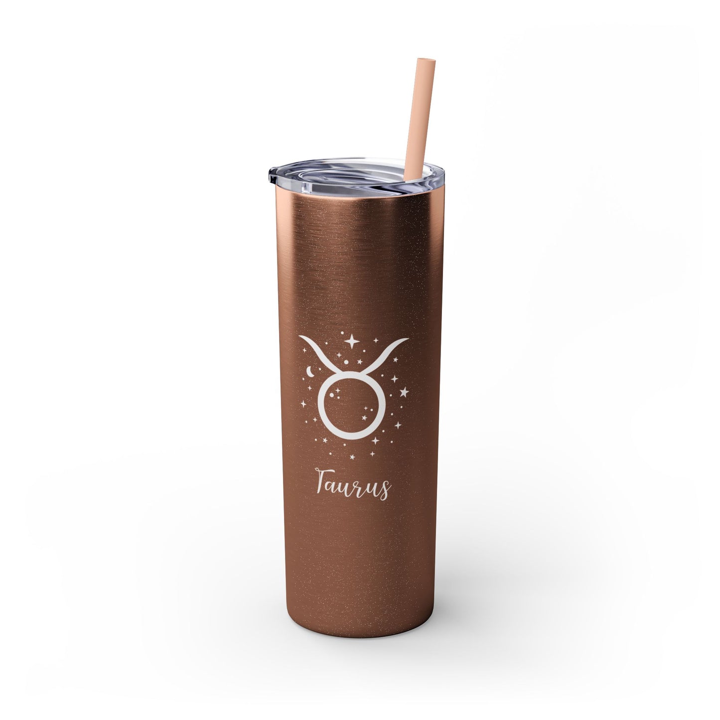 Taurus Glitter, Skinny Tumbler with Straw, 20oz