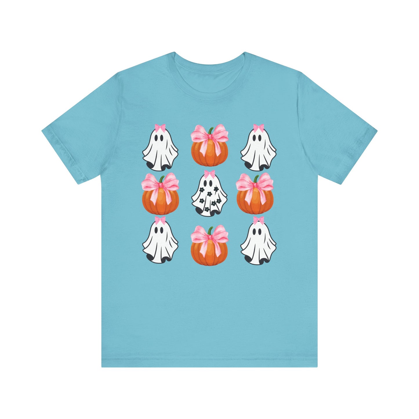 Cute Ghost With bow T-Shirt, Adult Jersey Short Sleeve Tee