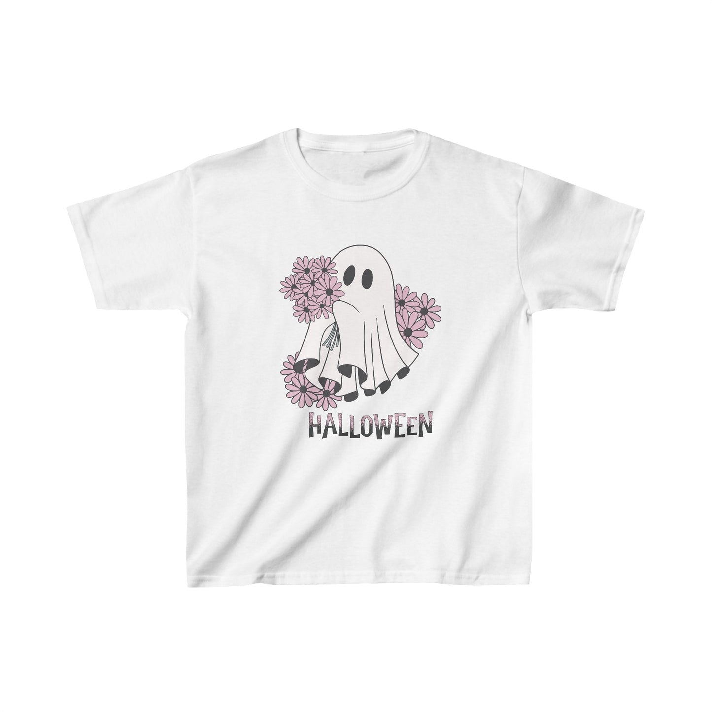 Halloween Ghost With Daisy Flowers, Kids Heavy Cotton™ Tee