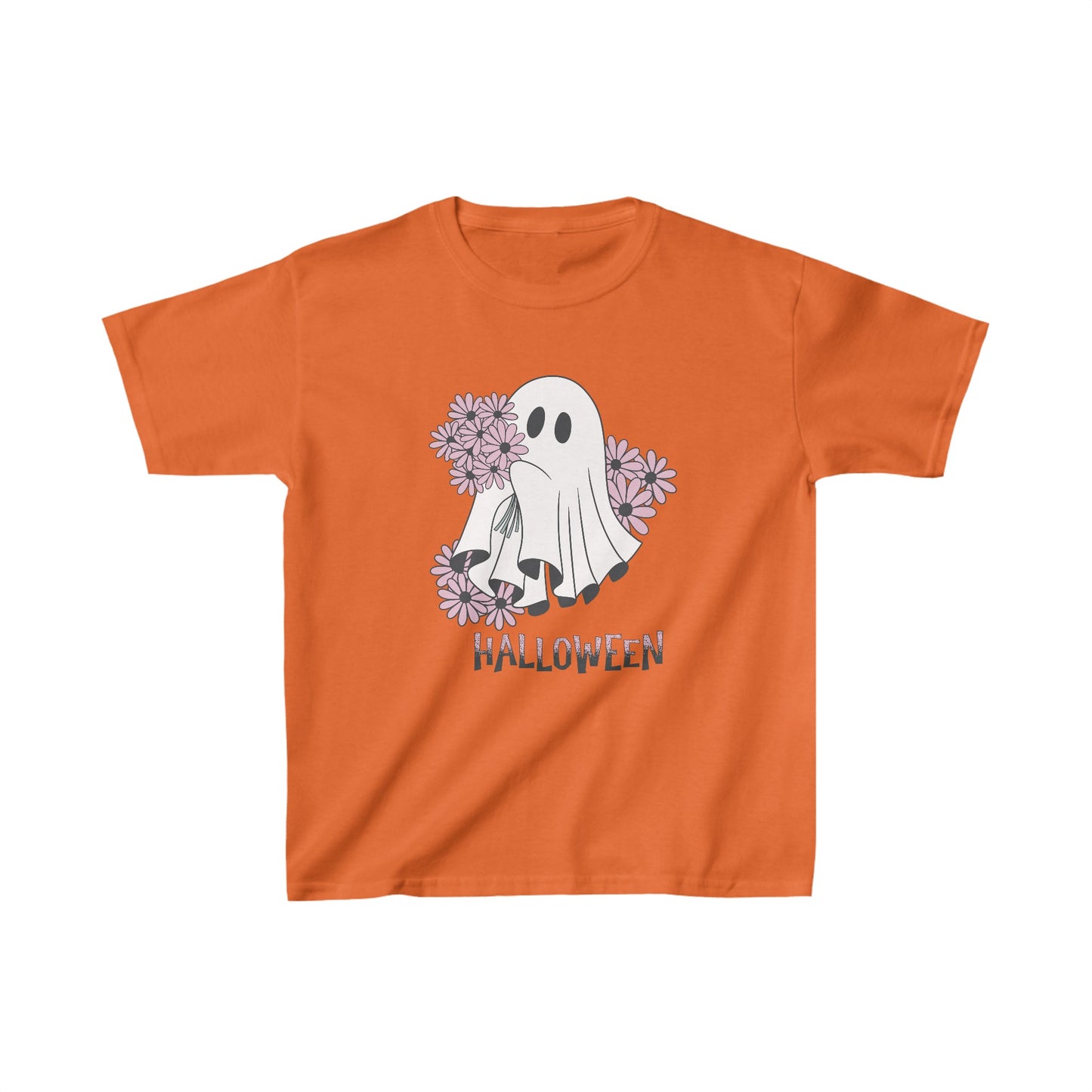 Halloween Ghost With Daisy Flowers, Kids Heavy Cotton™ Tee