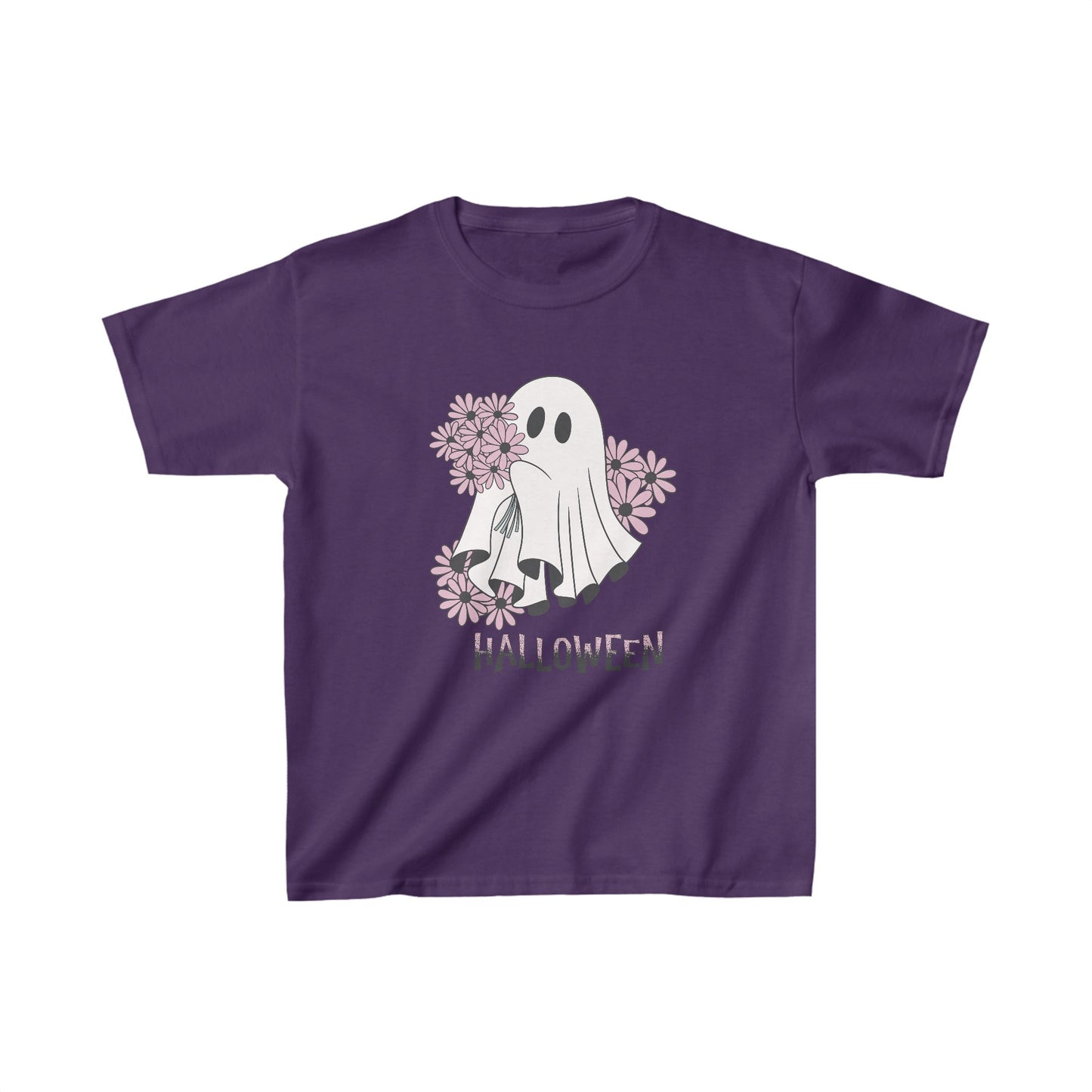 Halloween Ghost With Daisy Flowers, Kids Heavy Cotton™ Tee