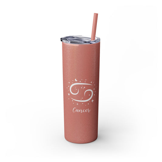Cancer Glitter, Skinny Tumbler with Straw, 20oz