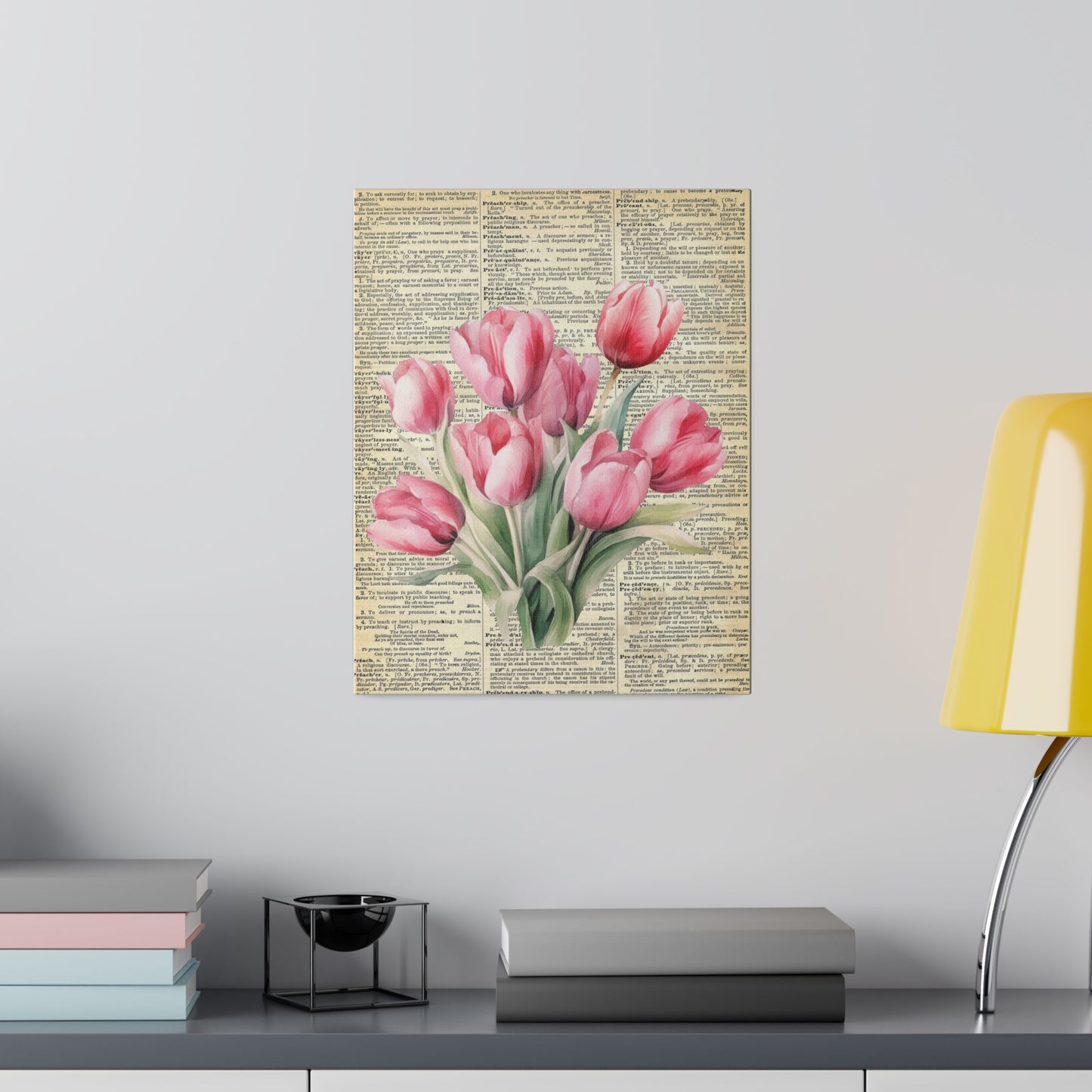 Tulip Flower, Vintage Dictionary page, Matte Canvas, Stretched, 0.75"