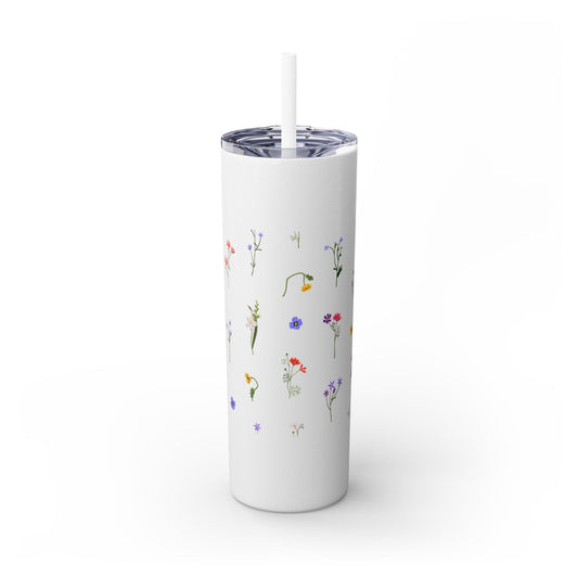 Flowers, Skinny Tumbler with Straw, 20oz