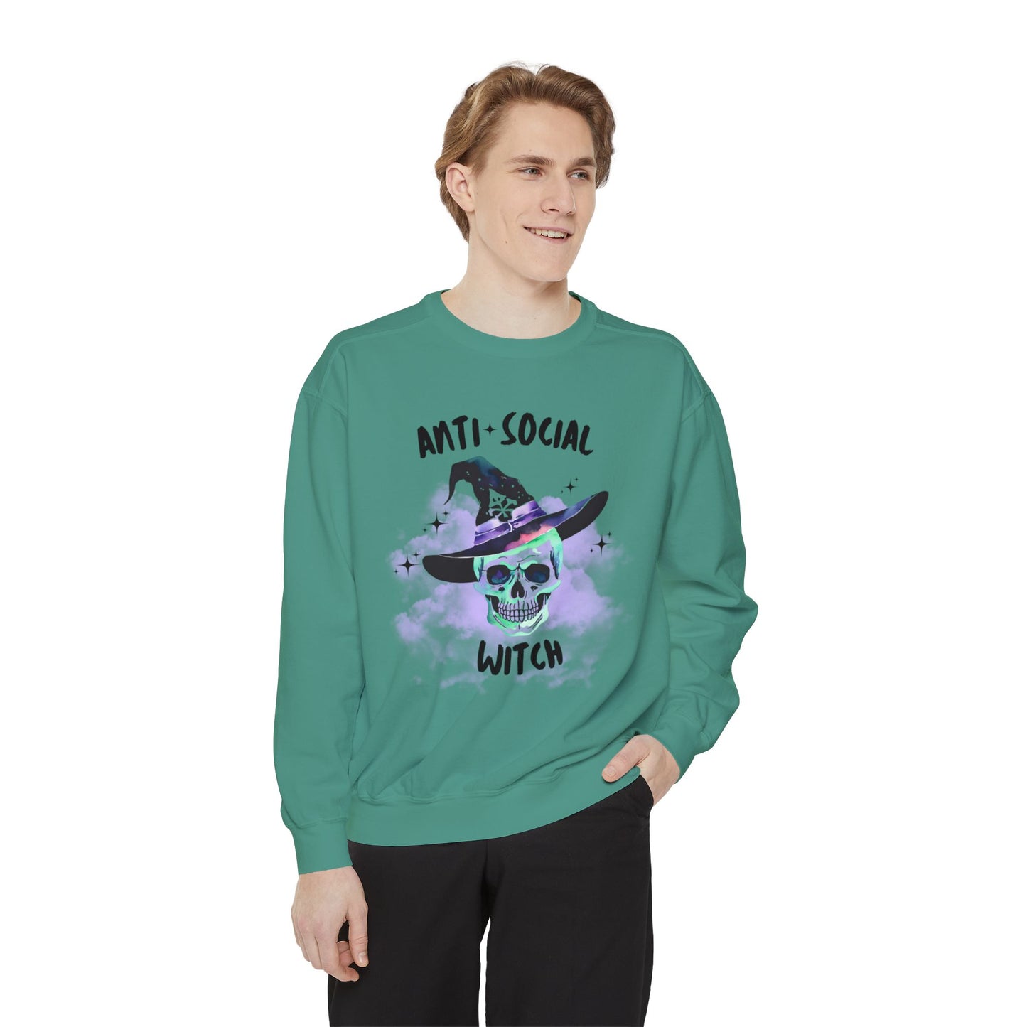 Anti Social Witch, Unisex Garment-Dyed Sweatshirt