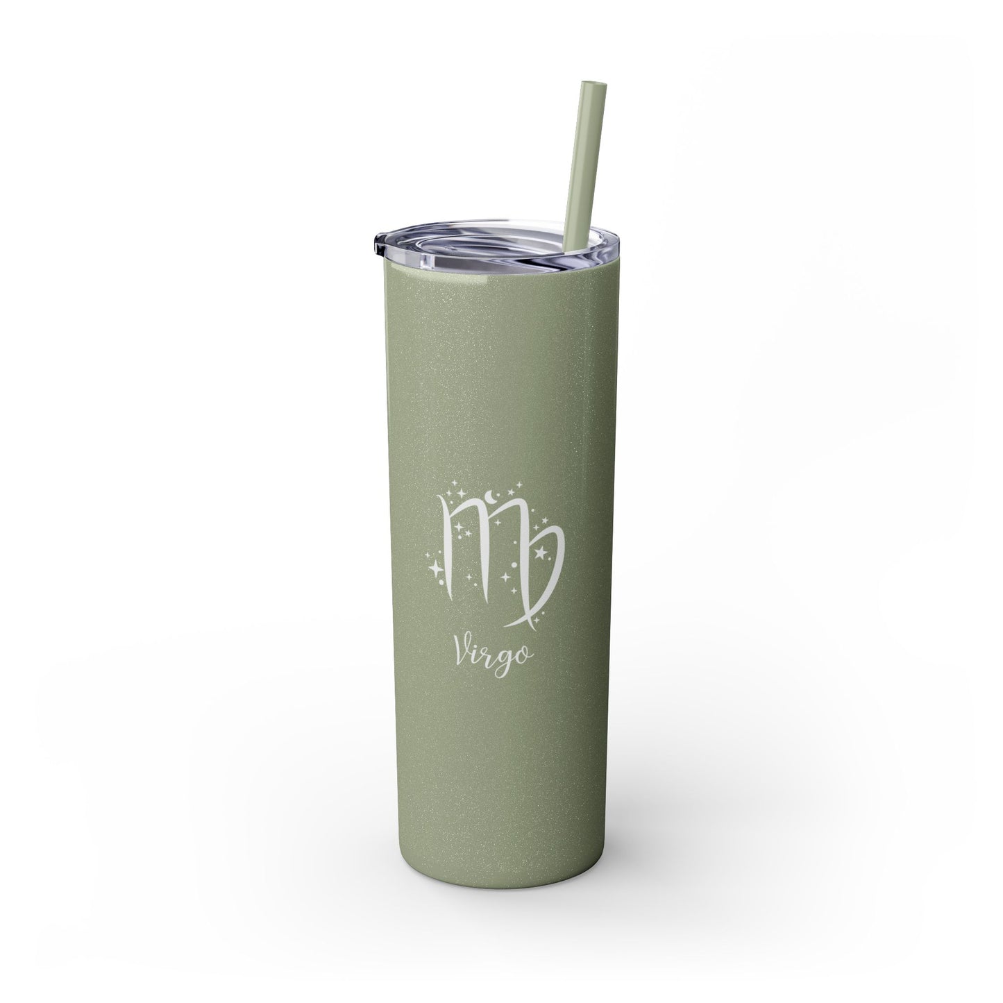 Virgo Glitter, Skinny Tumbler with Straw, 20oz