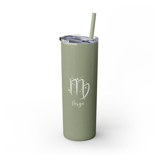 Virgo Glitter, Skinny Tumbler with Straw, 20oz