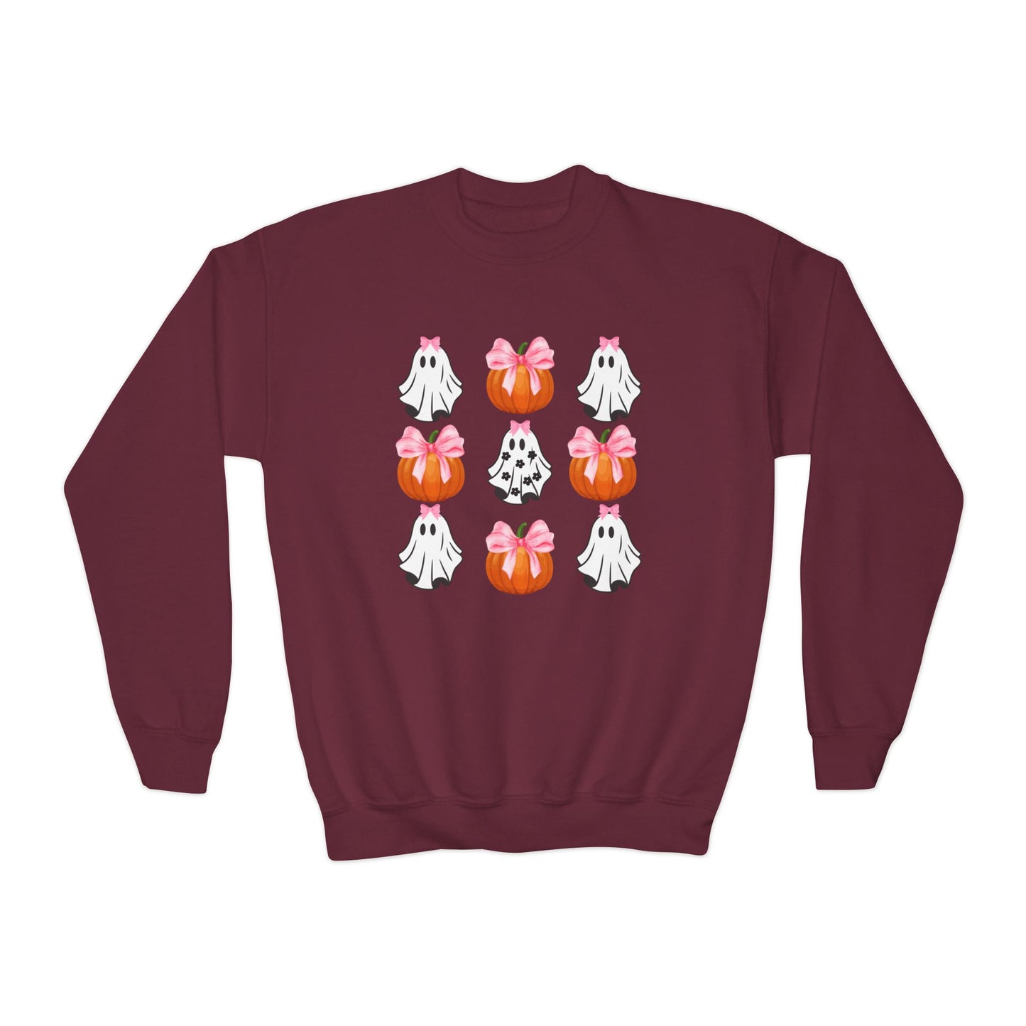 Cute Ghost with Bow, Youth Crewneck Sweatshirt