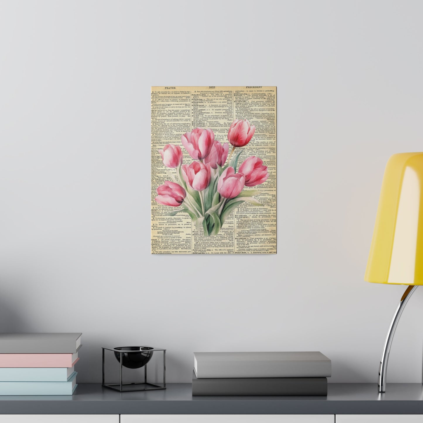 Tulip Flower, Vintage Dictionary page, Matte Canvas, Stretched, 0.75"