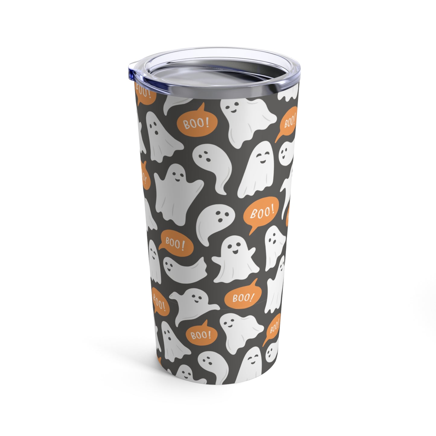 Halloween Ghosts and Pumpkins with Grey background, Tumbler 20oz