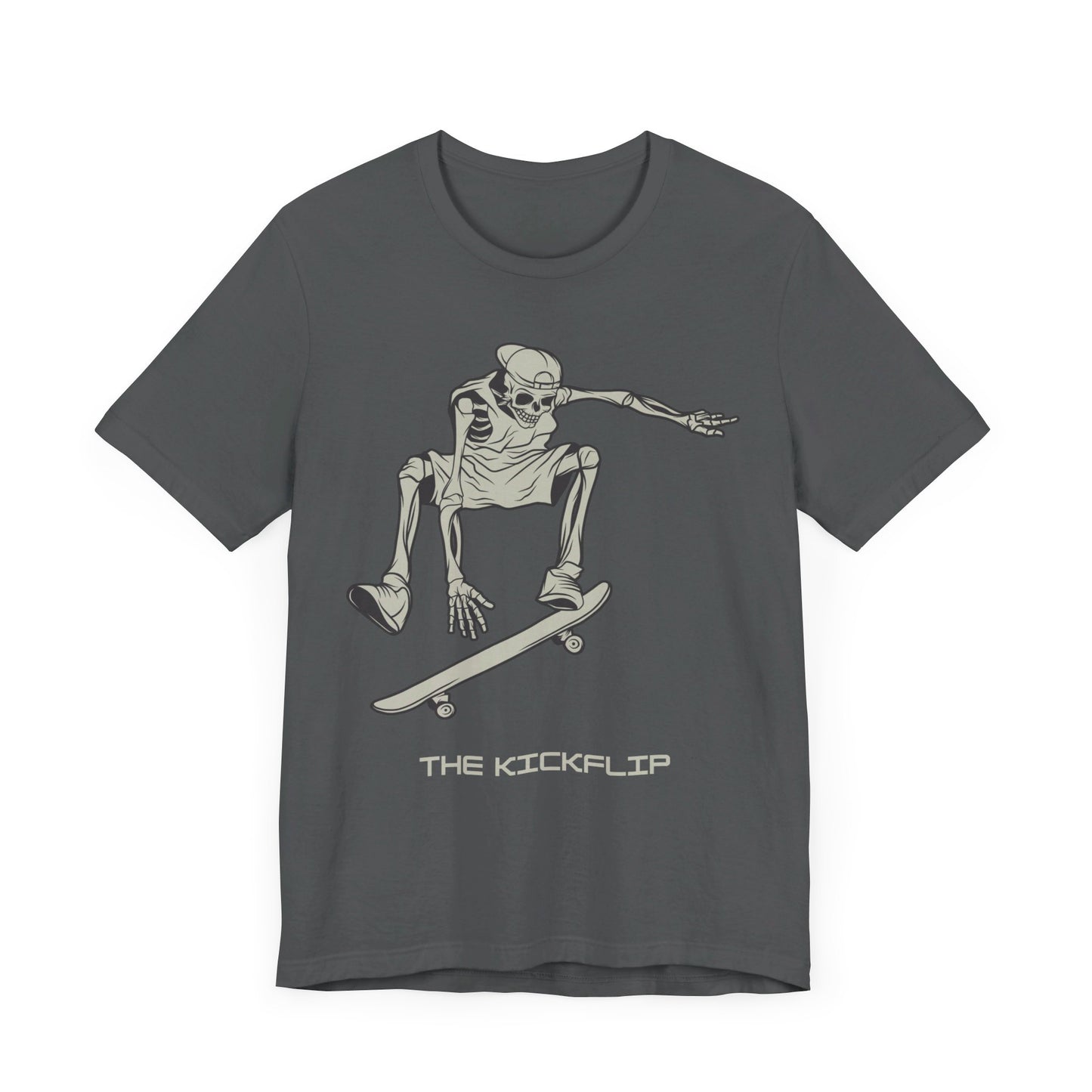 Skeleton Kickflip Skateboard, Unisex Jersey Short Sleeve Tee