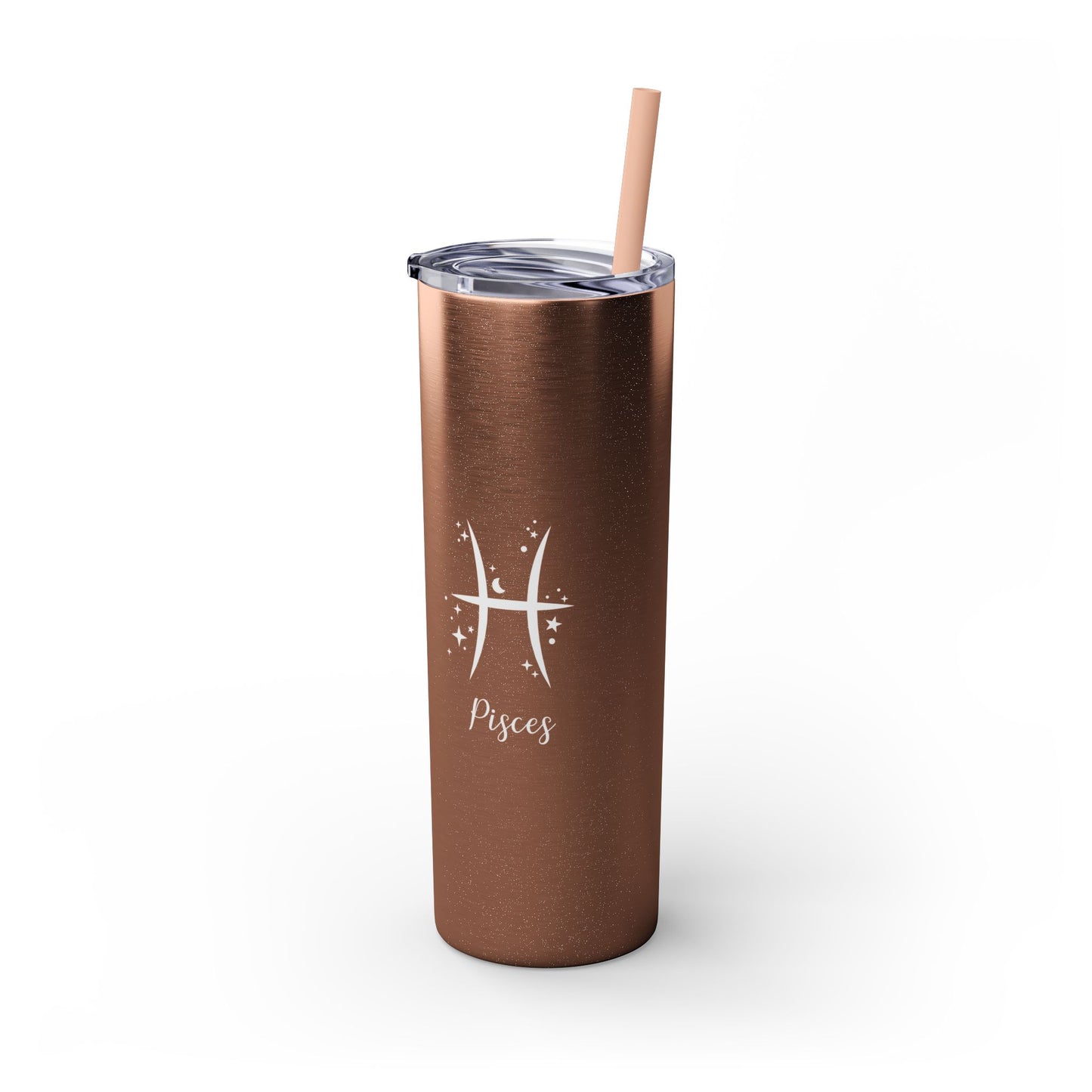 Pisces Glitter, Skinny Tumbler with Straw, 20oz