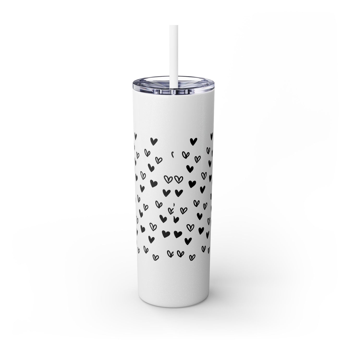 Hearts, Skinny Tumbler with Straw, 20oz