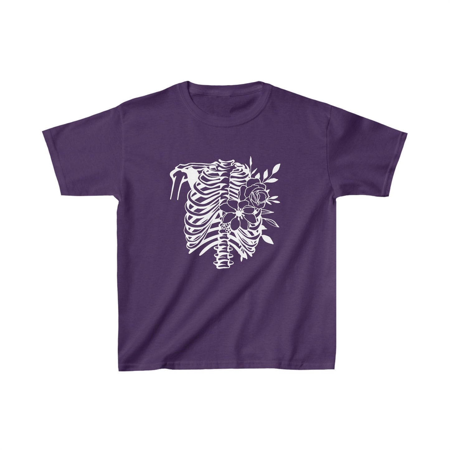 Skeleton Ribs with Flowers, Kids Heavy Cotton™ Tee