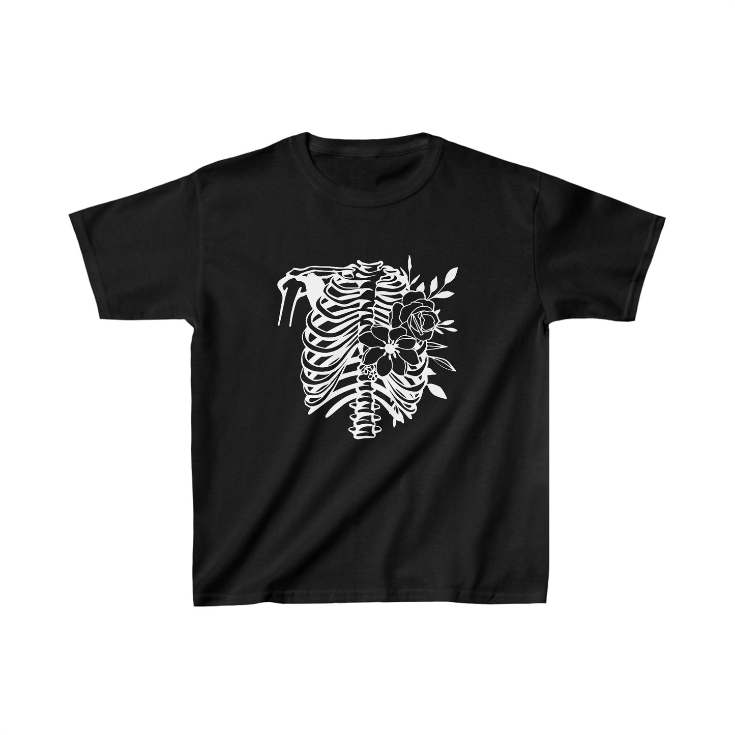 Skeleton Ribs with Flowers, Kids Heavy Cotton™ Tee