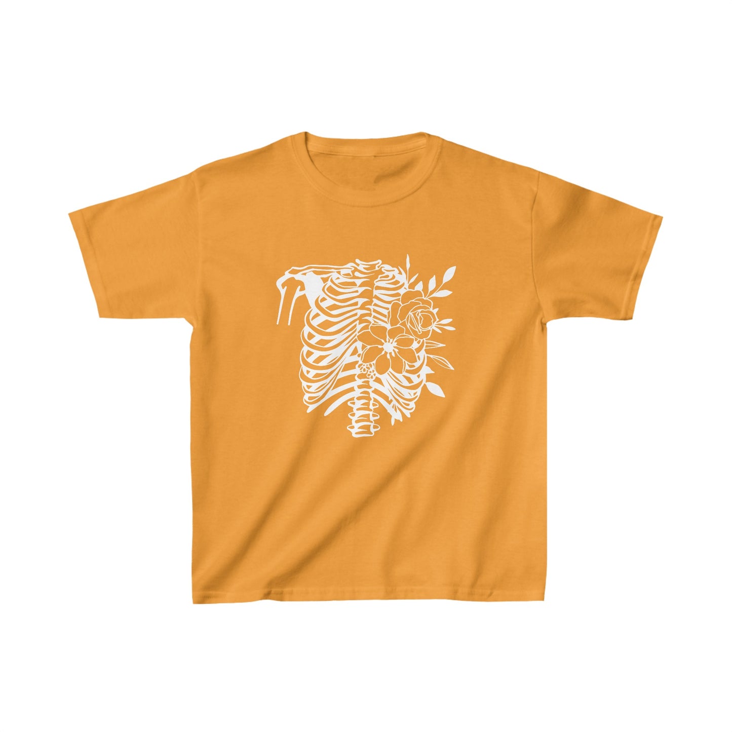 Skeleton Ribs with Flowers, Kids Heavy Cotton™ Tee