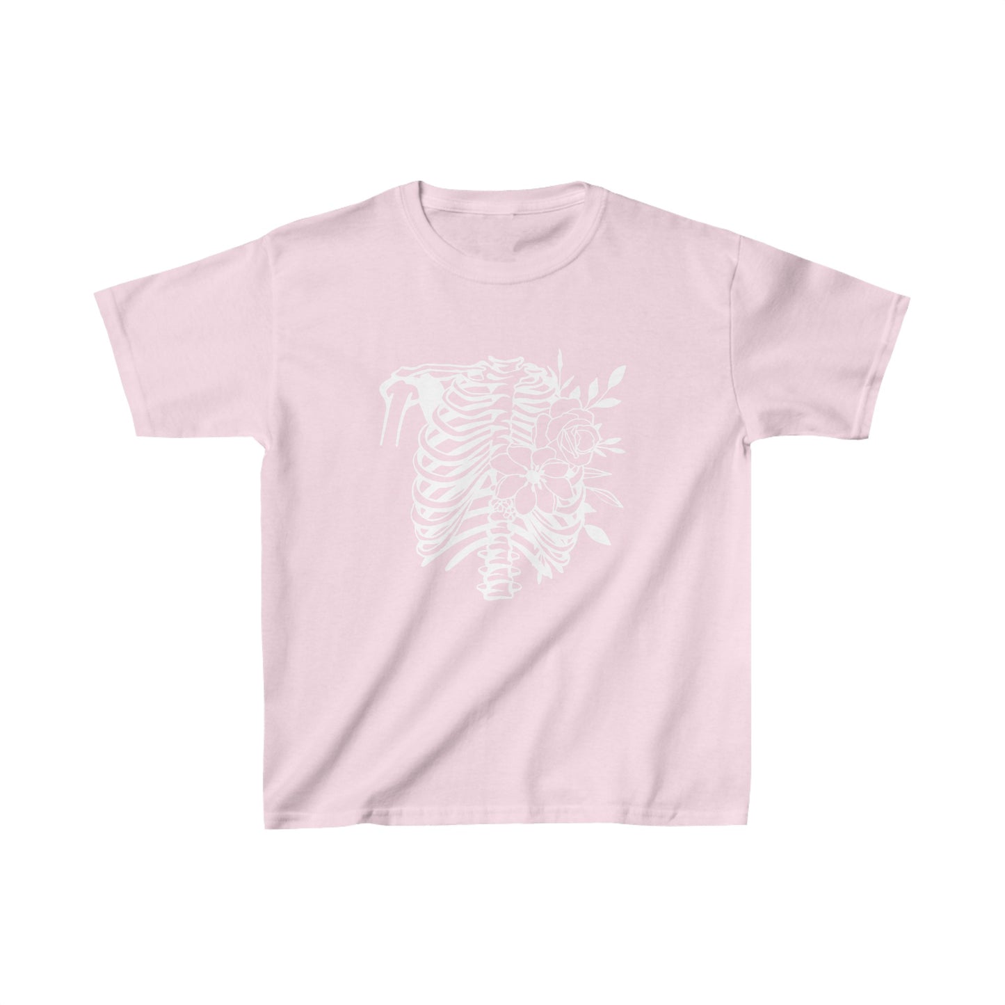 Skeleton Ribs with Flowers, Kids Heavy Cotton™ Tee