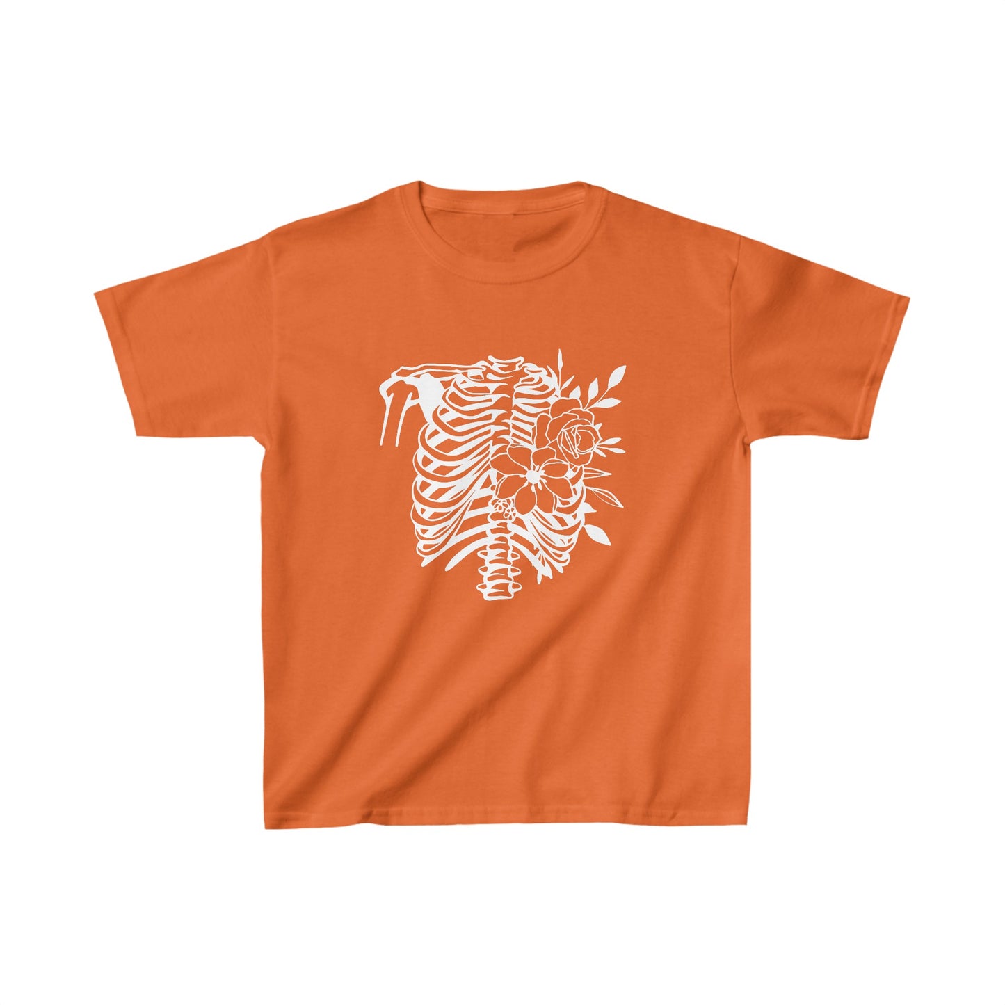 Skeleton Ribs with Flowers, Kids Heavy Cotton™ Tee